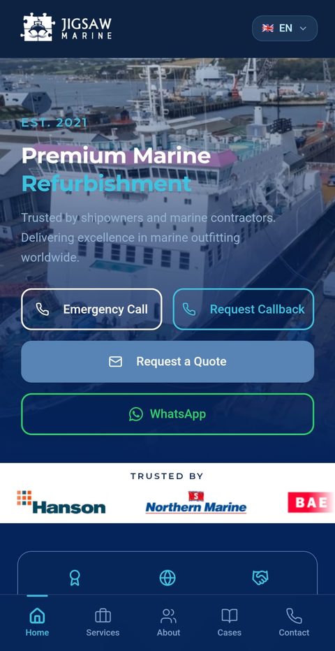 Jigsaw Marine app home screen