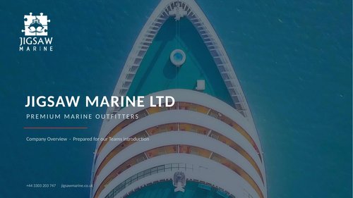 Jigsaw Marine company overview presentation, cover slide